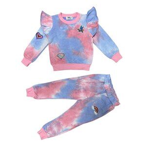 Lola & The Boys Tie Dye Ruffle Patch Jogger Set Size 6